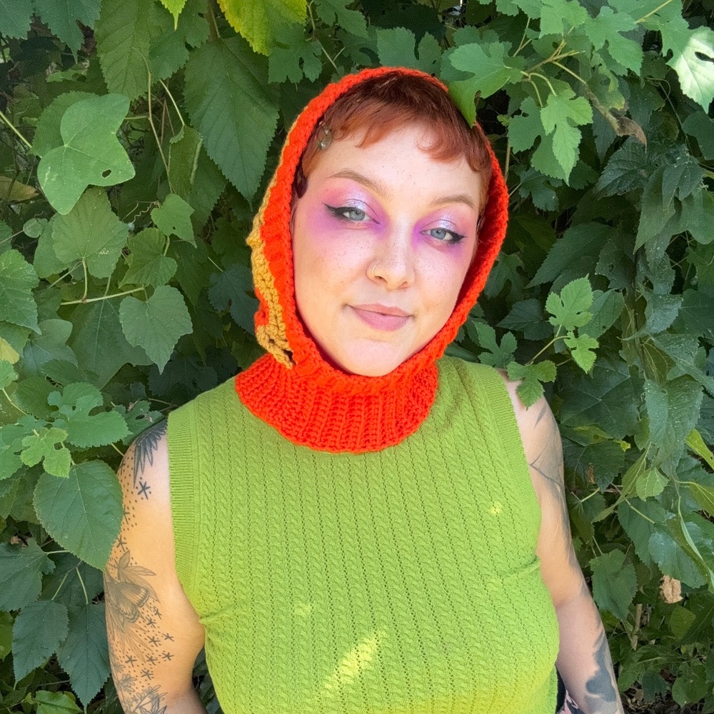 Mustard and Orange Acrylic Skull Balaclava